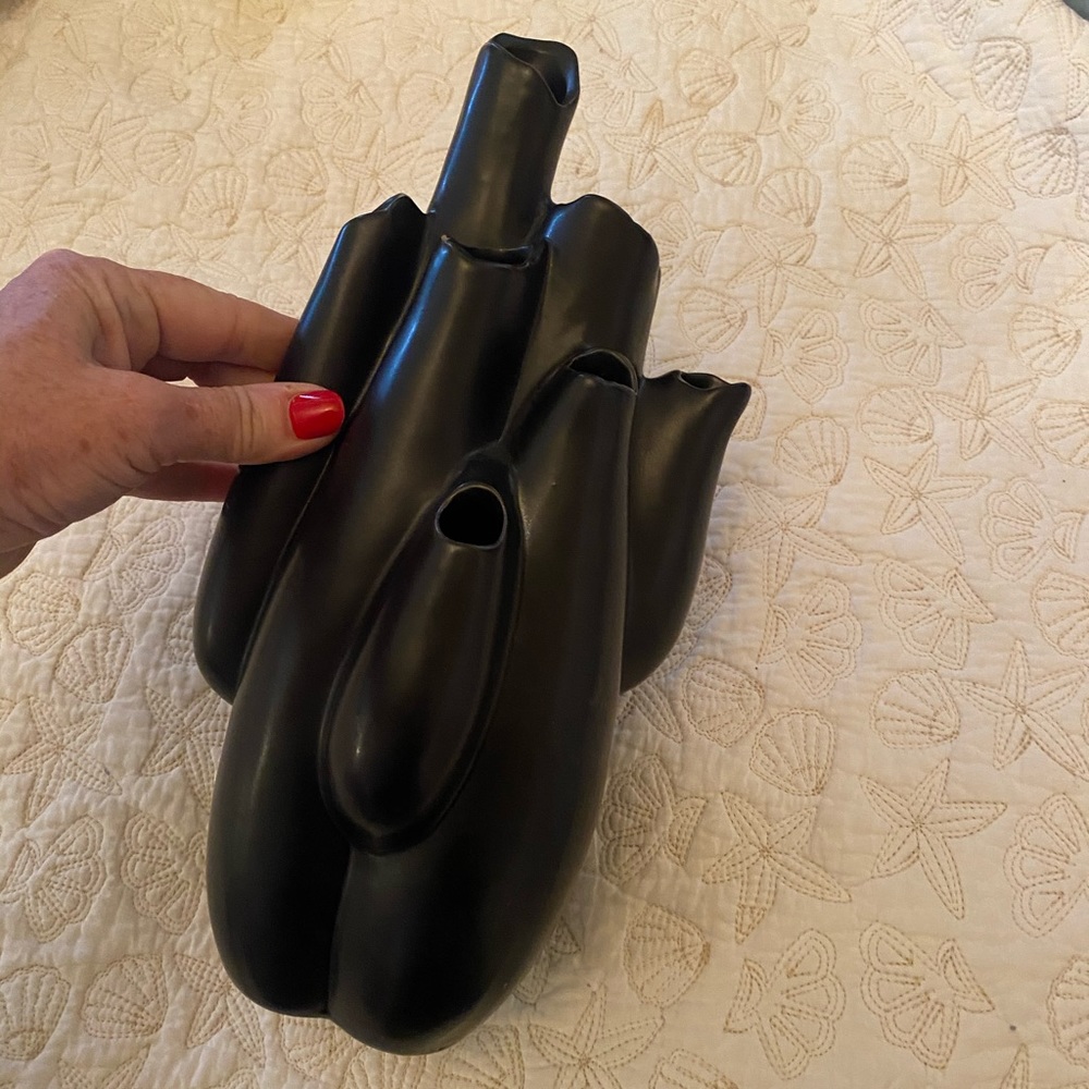 modern matte black ceramic vase organic shape